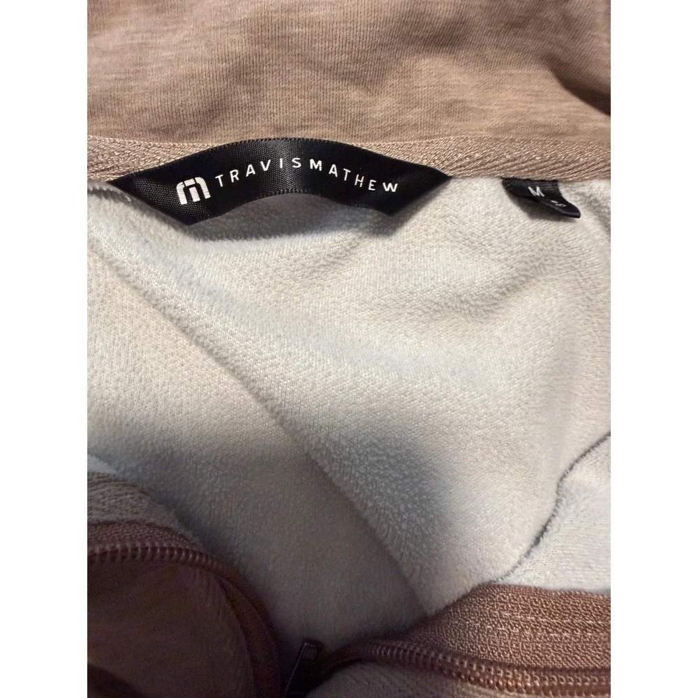 Travis Mathew Men's Beige 1/4 Quarter Zip Golf Pullover  Sweater Long Sleeve